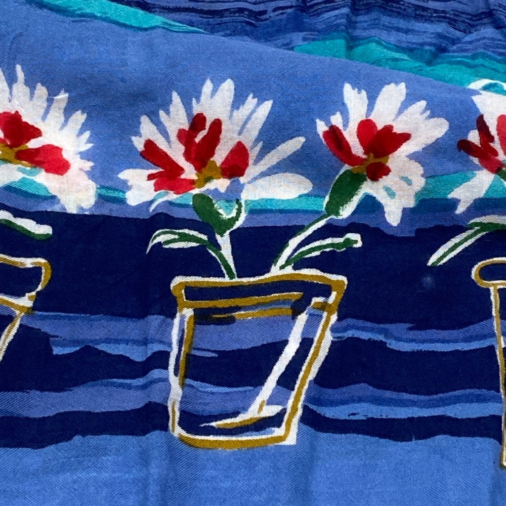 Sun N Sand Beach summer Hawaiian dress Sarong 44”X 62” turquoise blue flowers 🌺